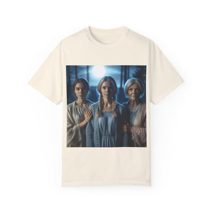 Mystical Sisterhood Tee – Garment-Dyed Shirt of Triple Goddess