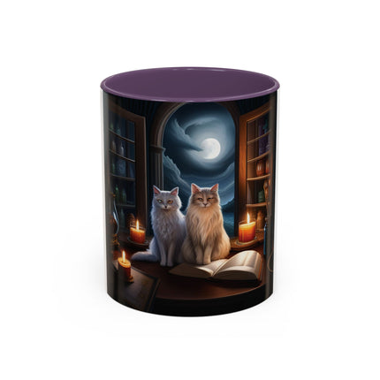 Cozy Cat Accent Mug – 11oz – Candlelight & Moonlight for Book Lovers