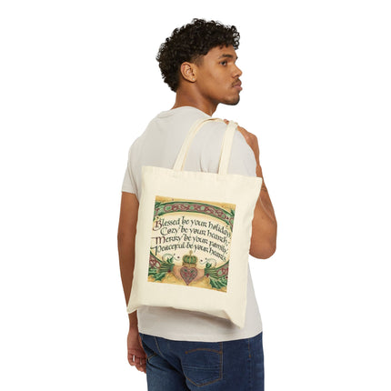 Tote Bag — "Blessed Be Your Holidays" Holiday Blessing Canvas Tote