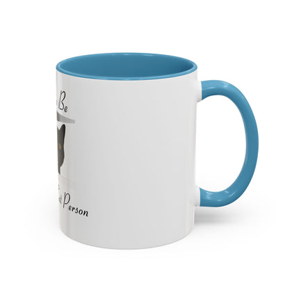 Proud to Be a Crazy Cat Person Accent Coffee Mug – Black Cat Lover Gift (11/15oz)