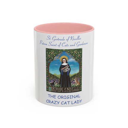 Cat Lover’s Accent Mug – Saint Gertrude of Nivelles, 11oz