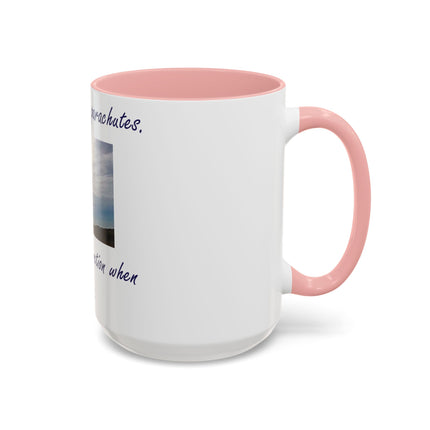 Parachute Quote Accent Mug – 15oz Ceramic Cup for Open Minds