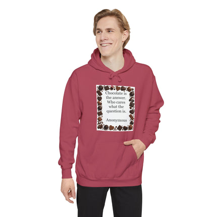 Chocolate Quote Hoodie — "Chocolate is the answer" Cozy Graphic Sweatshirt