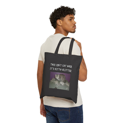Tote Bag — "This Isn’t Cat Hair, It’s Kitty Glitter" Canvas Cat Lover Tote