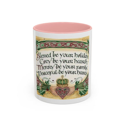 Blessed Be Your Holidays Coffee Mug — Holiday Celtic Greeting Accent Mug (11/15oz)