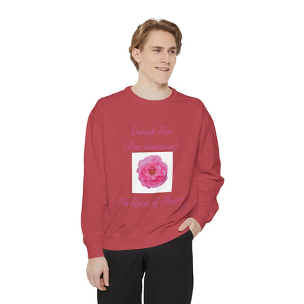 Unisex Floral Sweatshirt - Damask Rose Design - The Queen of Flowers