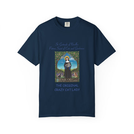 Unisex Crazy Cat Lady T-Shirt - Saint Gertrude of Nivelles Design