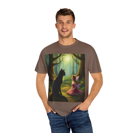 Whimsical Fairy & Cat Tee – Nature-Inspired Unisex Graphic Shirt