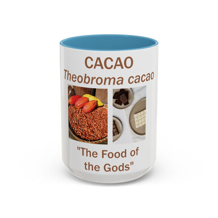 Cacao Accent Mug – “Food of the Gods”, 15oz Ceramic