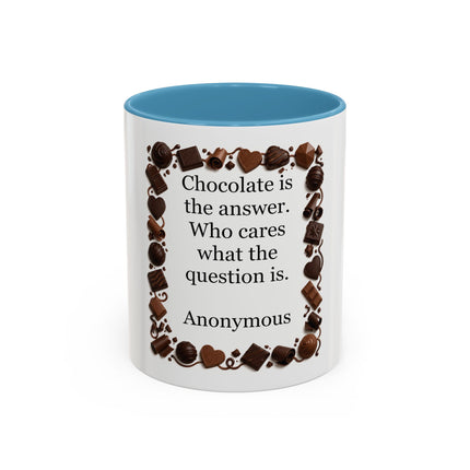 Coffee Mug - "Chocolate is the answer. Who cares what the question is."