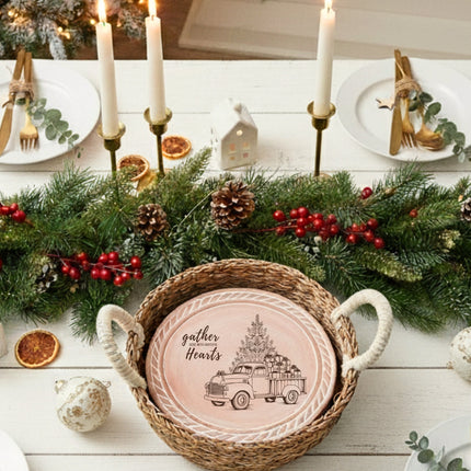 Bread Warmer & Basket - Christmas Truck Round-1