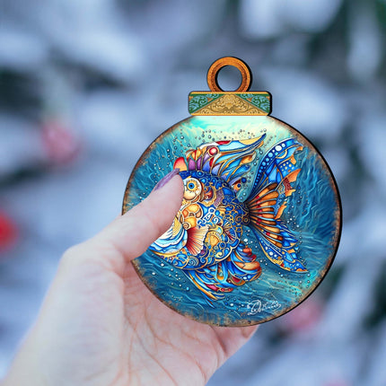 Coastal Decorations - Blue Fish Wooden Ornaments by G.Debrekht Coastal Holiday Decor - 8688181-2