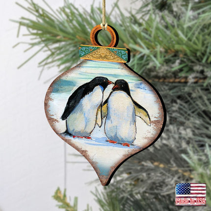 Penguins Drop Wooden Ornaments by G. DeBrekht - Wildlife Holiday Decor - 8035382-2