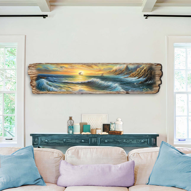 Wave Symphony Wooden Wall Art by G. DeBrekht Coastal Decor - 8491113W-0