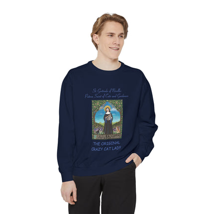 St. Gertrude Sweatshirt — "Patron Saint of Cats and Gardeners" Design