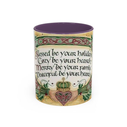 Blessed Holiday Accent Mug – 11oz Ceramic Gift with Heart & Crown Design