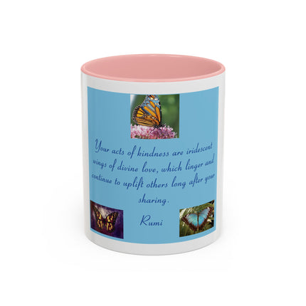 Butterfly Kindness Accent Coffee Mug — Rumi Inspirational Quote (11/15 oz)