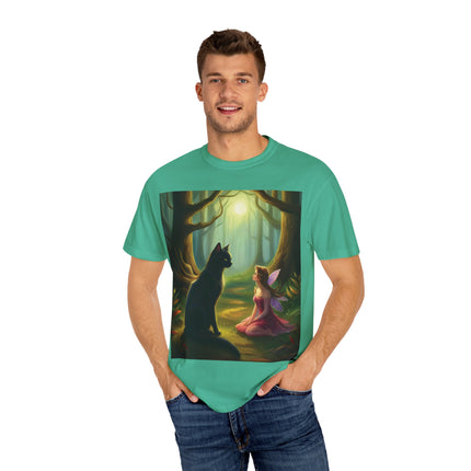 Whimsical Fairy & Cat Tee – Nature-Inspired Unisex Graphic Shirt