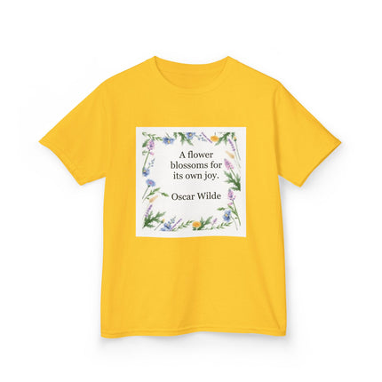 Kids T‑Shirt — "A flower blossoms for its own joy" Oscar Wilde Floral Quote