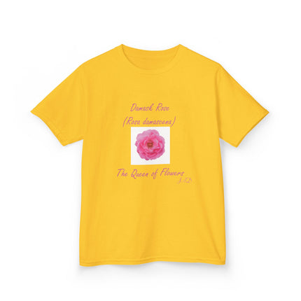 Kids Heavy Cotton Tee – Damask Rose Floral Design