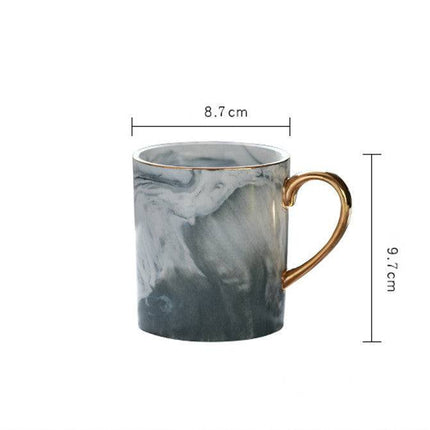 Creative Ceramic Mug With Marble Pattern And Gold Handle-6