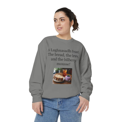Lughnasadh Feast Sweatshirt — "The bread, the brew, and the bilberry mousse!"