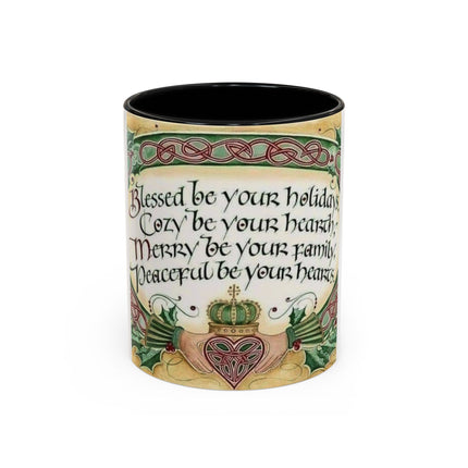 Blessed Holiday Accent Mug – 11oz Ceramic Gift with Heart & Crown Design