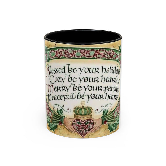 Blessed Holiday Accent Mug – 11oz Ceramic Gift with Heart & Crown Design