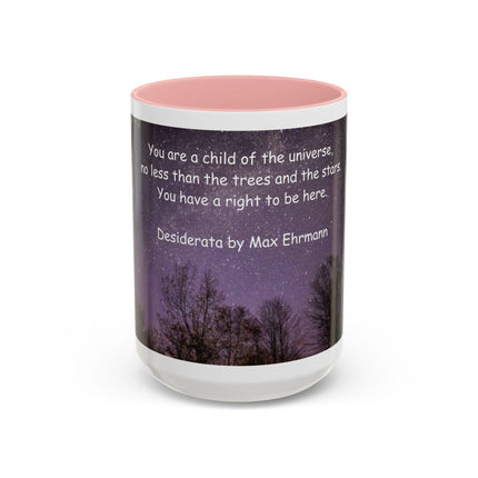 Inspirational Starry Night Coffee Mug — "You are a child of the universe" Quote