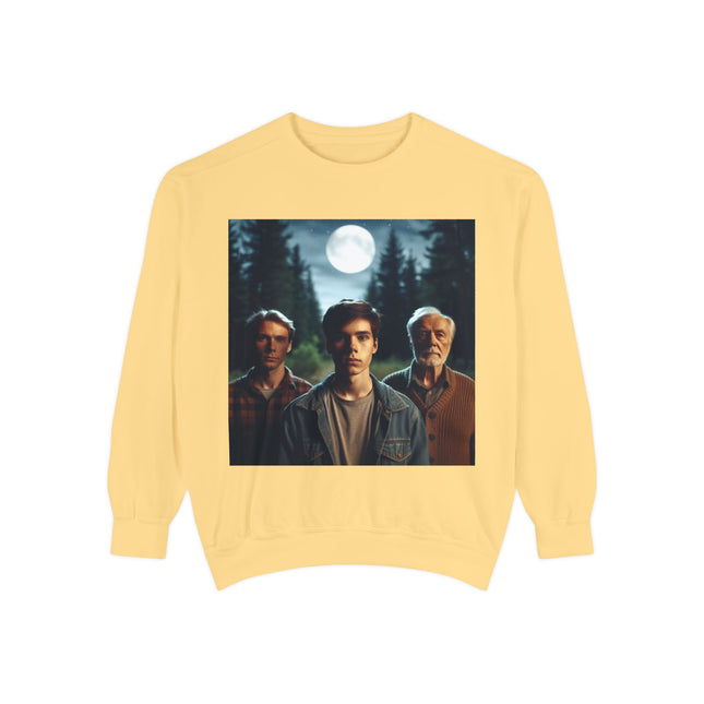 Unisex Garment-Dyed Sweatshirt - Vintage Forest Vibes Graphic