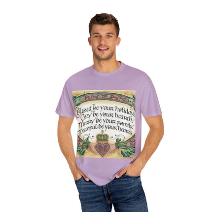 Blessed Be Your Holiday Tee – Celtic-Inspired Unisex Garment-Dyed
