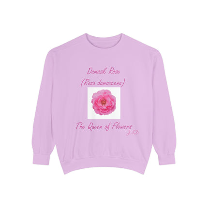 Unisex Floral Sweatshirt - Damask Rose Design - The Queen of Flowers