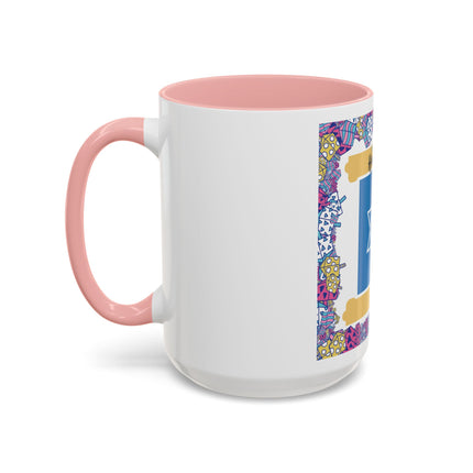 Hanukkah Star of David Accent Coffee Mug — Festive Dreidel Border 11/15oz