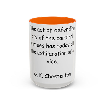 Defend Virtue Mug – 15oz Accent Ceramic | G.K. Chesterton Quote