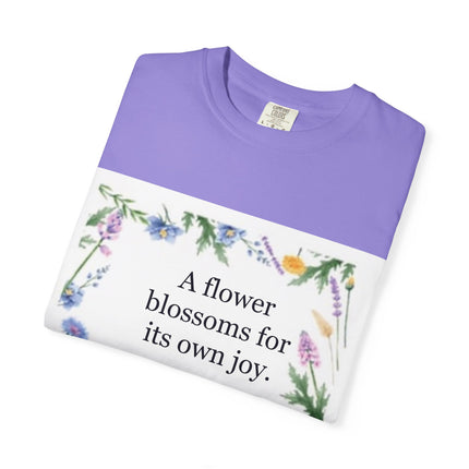 Oscar Wilde Floral Quote T-Shirt – "A Flower Blossoms for Its Own Joy"