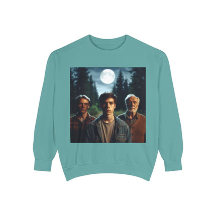 Unisex Garment-Dyed Sweatshirt - Vintage Forest Vibes Graphic