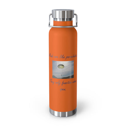Parachute Quote Bottle – 22oz Copper Flask for Open-Minded Living