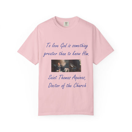 Inspirational Saint Thomas Aquinas T-Shirt – Unisex Garment-Dyed Tee for Faith and Philosophy Lovers