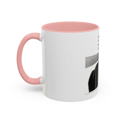 Black Cat Coffee Mug — “In the Here In the Now No Worries Only Meow” Accent Mug