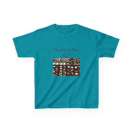 Kids Heavy Cotton™ Tee - "Chocolate Is Brain Fuel" - Fun Gifts for Young Chocolate Lovers