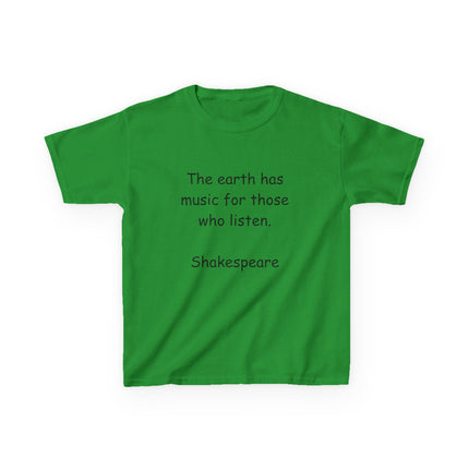 Kids Shakespeare Quote Tee – “The Earth Has Music” T-Shirt