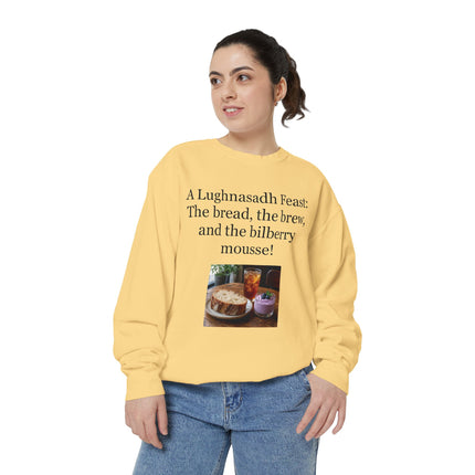 Lughnasadh Feast Sweatshirt — "The bread, the brew, and the bilberry mousse!"