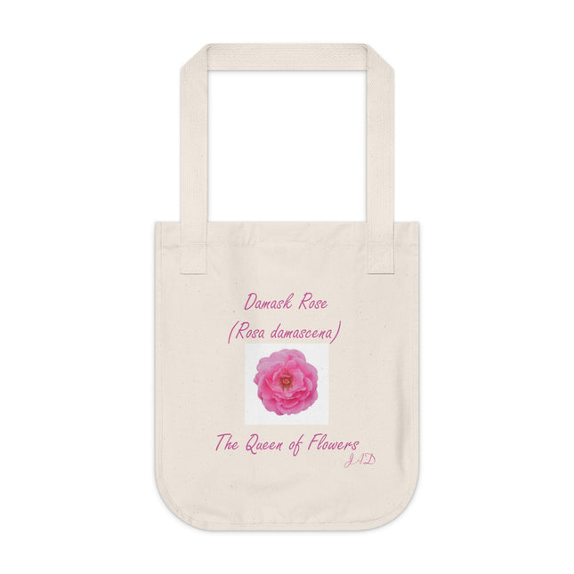 Eco Canvas Tote Bag – Damask Rose Design, Queen of Flowers