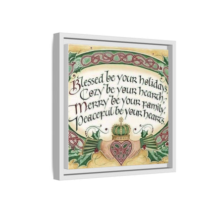 Framed Holiday Blessing Matte Canvas — "Blessed be your holidays" Celtic Wall Art