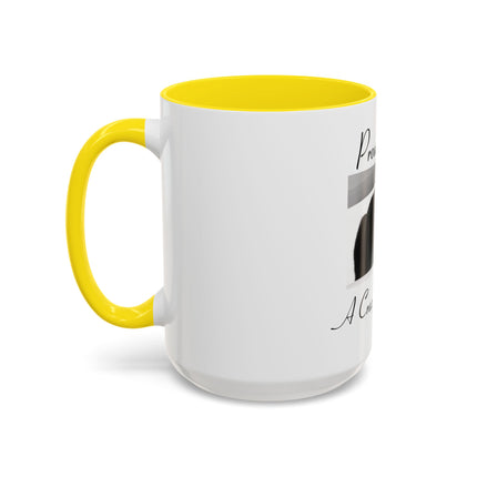 Proud to Be a Crazy Cat Person Accent Coffee Mug – Black Cat Lover Gift (11/15oz)