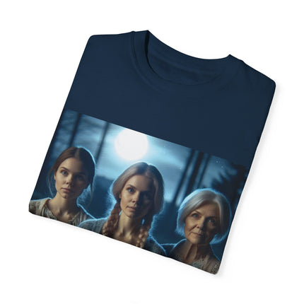 Mystical Sisterhood Tee – Garment-Dyed Shirt of Triple Goddess