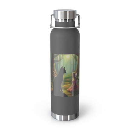 22oz Insulated Bottle — Enchanted Forest Cat & Girl Illustration