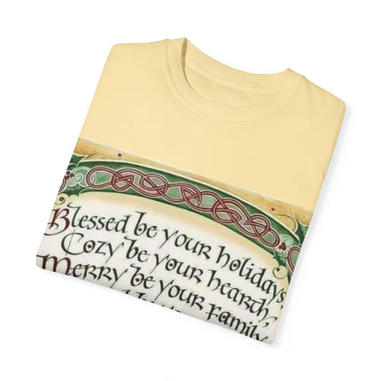 Blessed Be Your Holiday Tee – Celtic-Inspired Unisex Garment-Dyed