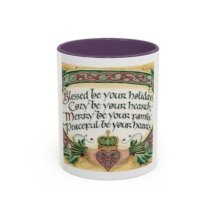 Blessed Be Your Holidays Coffee Mug — Holiday Celtic Greeting Accent Mug (11/15oz)