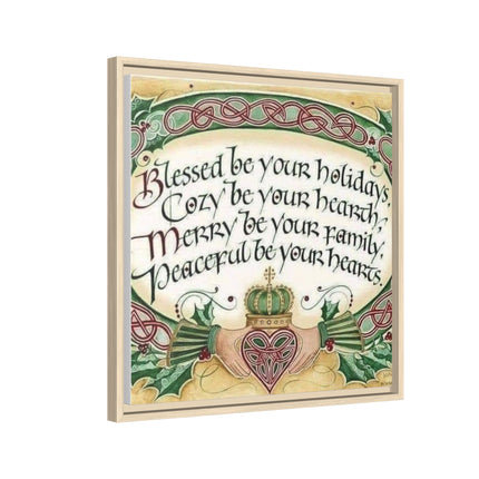 Framed Holiday Blessing Matte Canvas — "Blessed be your holidays" Celtic Wall Art